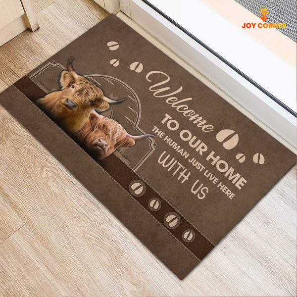Joycorners Highland Cattle Welcome To Our Home Brown Doormat