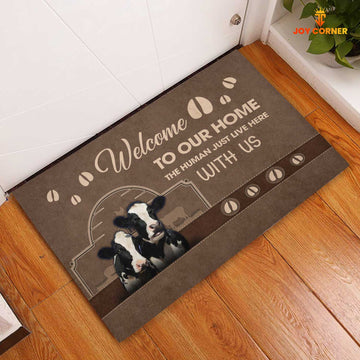 Joycorners Holstein Cattle Welcome To Our Home Brown Doormat