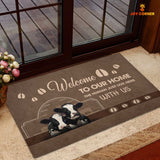 Joycorners Holstein Cattle Welcome To Our Home Brown Doormat