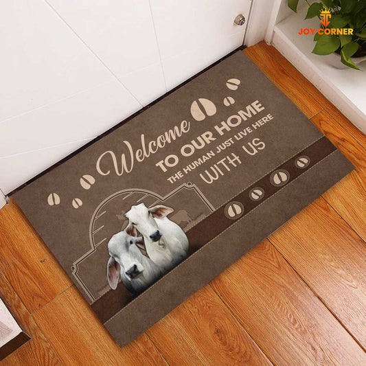 Joycorners Brahman Cattle Welcome To Our Home Brown Doormat