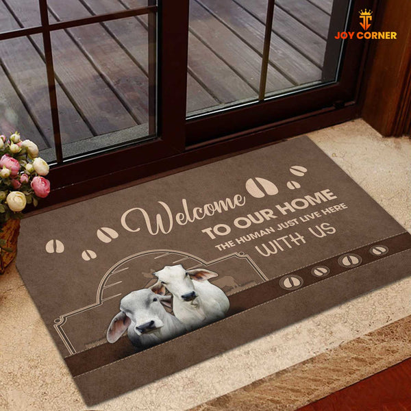 Joycorners Brahman Cattle Welcome To Our Home Brown Doormat
