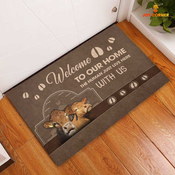 Joycorners Limousin Cattle Welcome To Our Home Brown Doormat