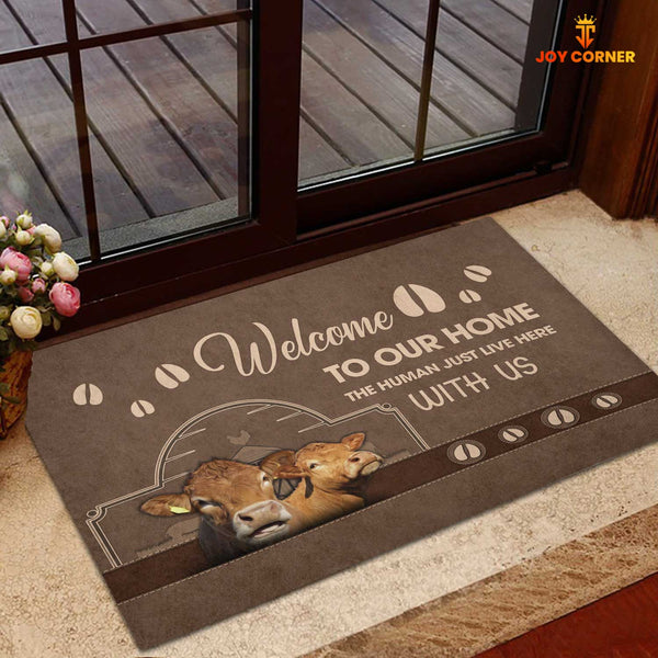 Joycorners Limousin Cattle Welcome To Our Home Brown Doormat