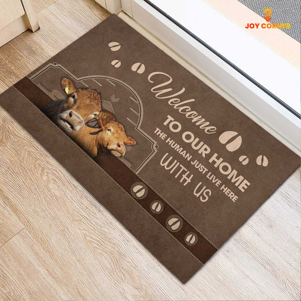 Joycorners Limousin Cattle Welcome To Our Home Brown Doormat