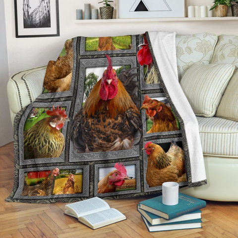 Joycorners Rooster Chickens Frames 3D Blanket
