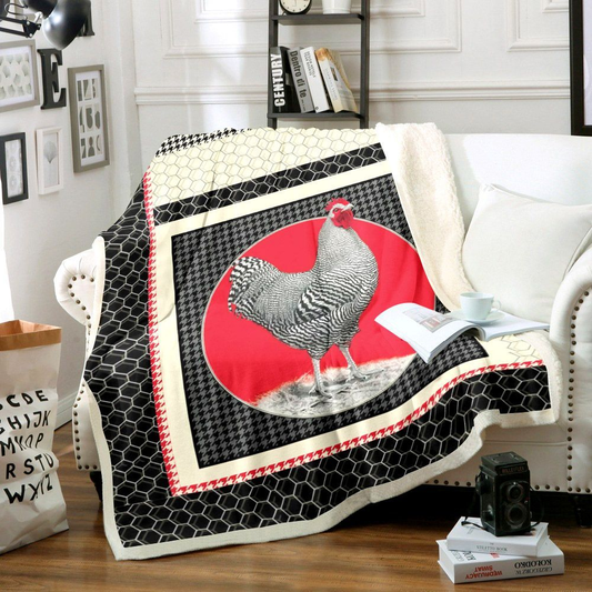 Joycorners Plymouthrock Chickens Houndstooth & Beehive Pattern Blanket