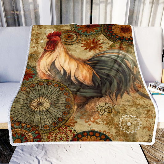 Joycorners Rooster Chickens Mandala Pattern Blanket
