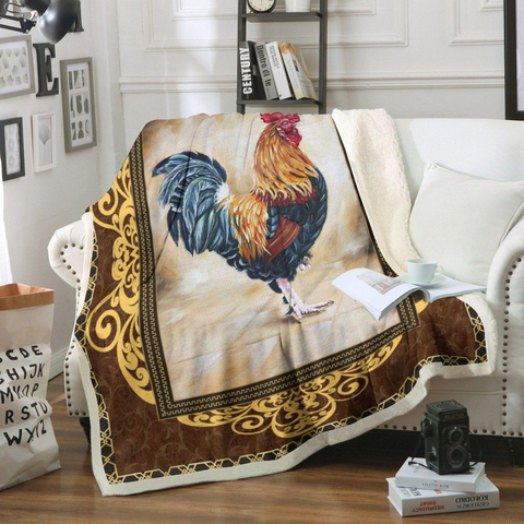 Joycorners Vintage Rooster Chickens Frame Blanket