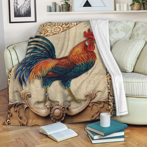 Joycorners Rooster Chickens Sheridan Style Printed Blanket