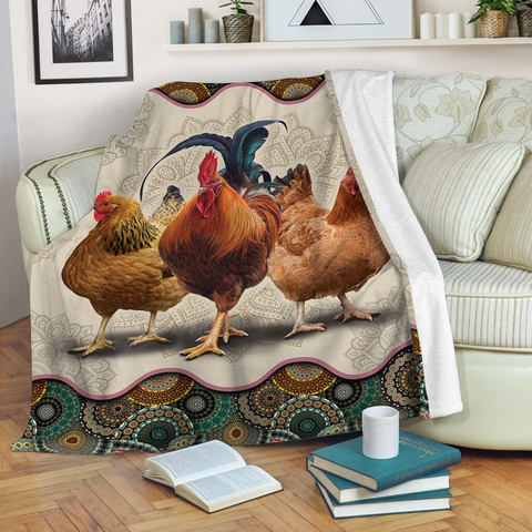 Joycorners Rooster Chickens Mandala Pattern Blanket