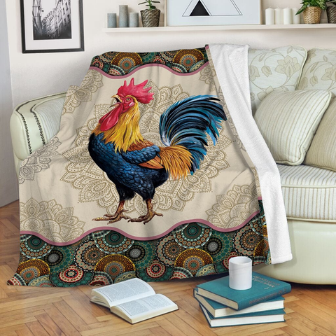 Joycorners Rooster Chickens Mandala Pattern Blanket