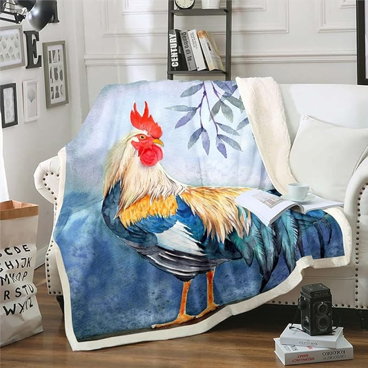 Joycorners Rooster Chickens Painting 3D Printed Blanket