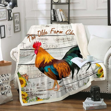 Joycorners Rooster Chickens Wood Pattern Blanket