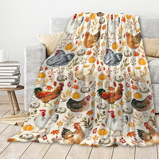 Joycorners Rooster Chickens 3D Printed Pattern Blanket