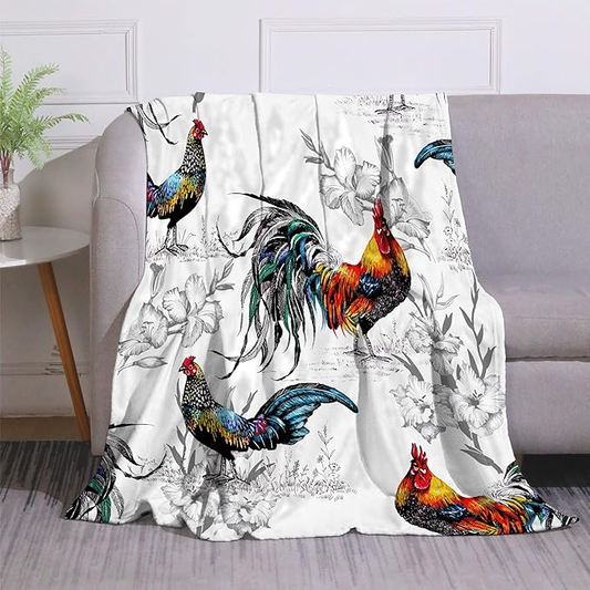 Joycorners Rooster Chickens 3D Printed Pattern Blanket