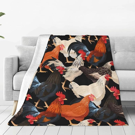 Joycorners Rooster Chickens 3D Printed Pattern Blanket