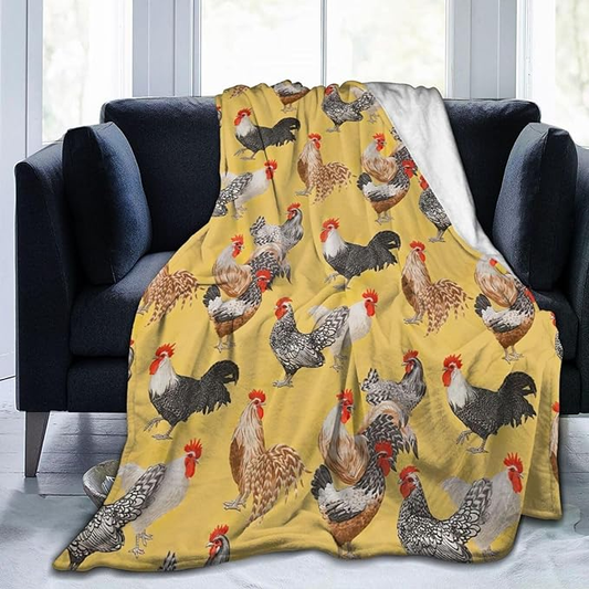 Joycorners Rooster Chickens 3D Printed Pattern Blanket