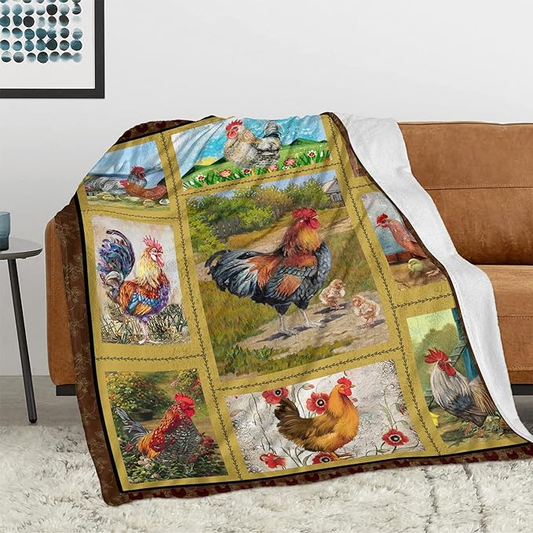 Joycorners Rooster Chickens Frames 3D Blanket