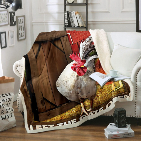 Joycorners Rooster Chickens Farmhouse Blanket