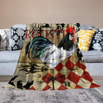 Joycorners Rooster Chickens Painting 3D Printed Blanket