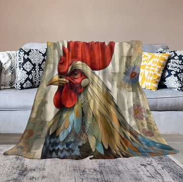 Joycorners Rooster Chickens Painting 3D Printed Blanket