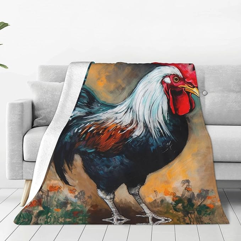 Joycorners Rooster Chickens Painting 3D Printed Blanket