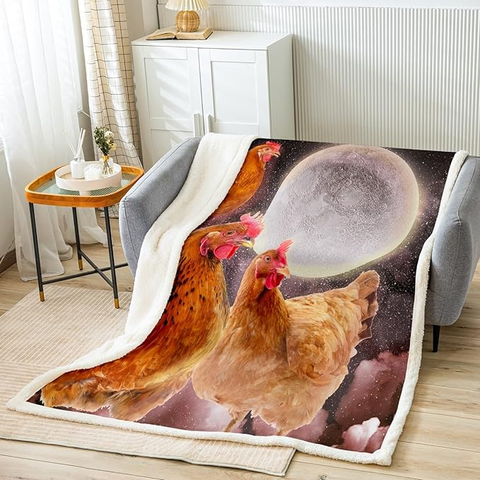 Joycorners Rooster Chickens Under The Moon Blanket