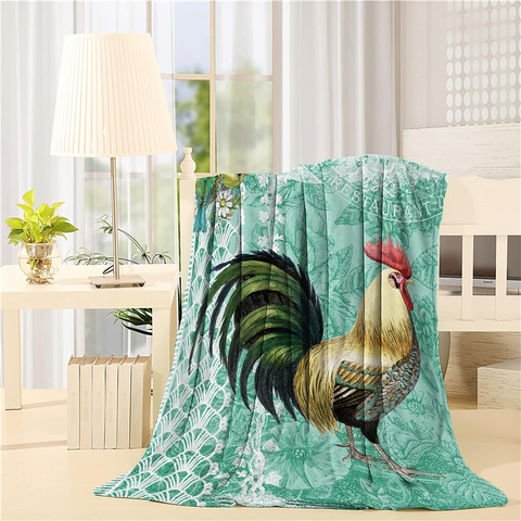 Joycorners Rooster Chickens 3D Printed Flower Pattern Blanket
