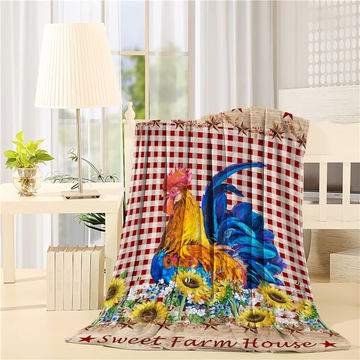 Joycorners Rooster Chickens Sweet Farm House Blanket