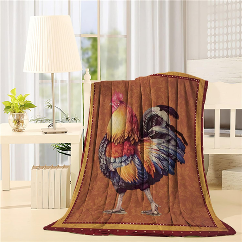 Joycorners Rooster Chickens Retro Pattern 3D Printed Blanket