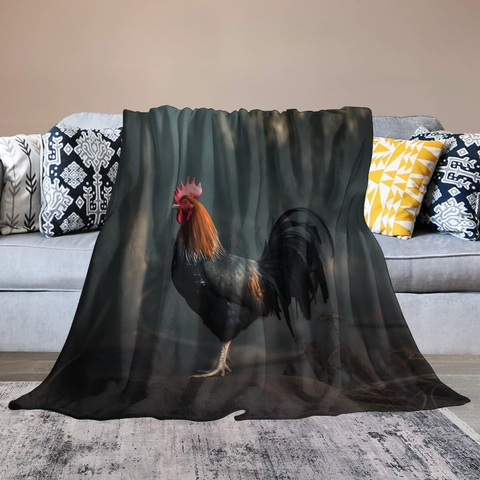 Joycorners Rooster Chickens Dark Forest 3D Printed Blanket