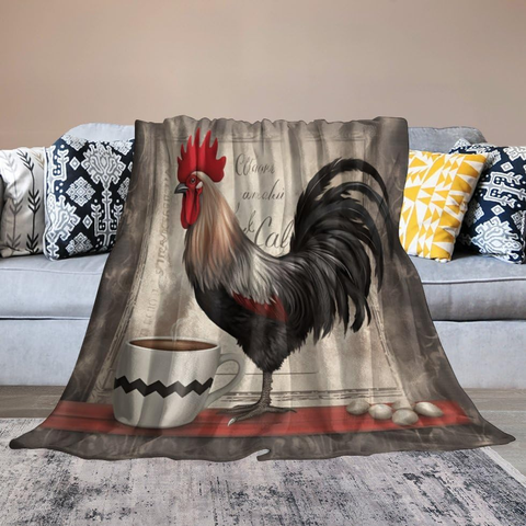 Joycorners Rooster Chickens Vintage Painting Pattern Blanket