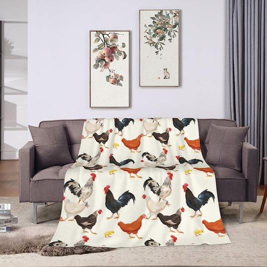 Joycorners Rooster Chickens 3D Printed Pattern Blanket