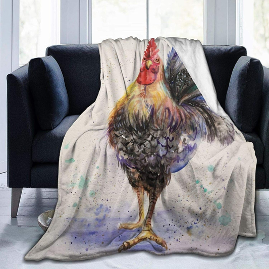 Joycorners Rooster Chickens Painting 3D Printed Blanket