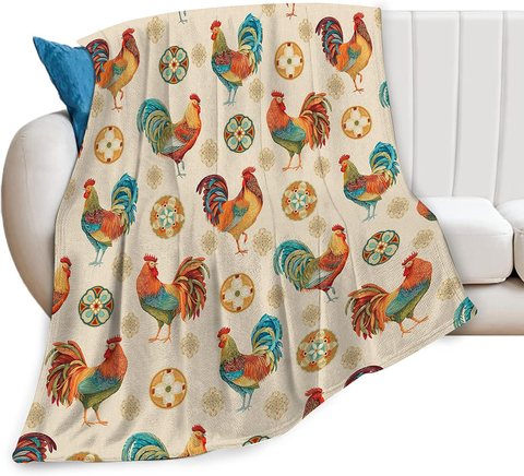 Joycorners Rooster Chickens 3D Printed Pattern Blanket