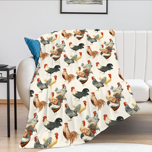 Joycorners Rooster Chickens 3D Printed Pattern Blanket