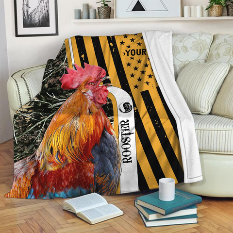 Joycorners Custom Name Rooster Chickens 3D Printed Blanket