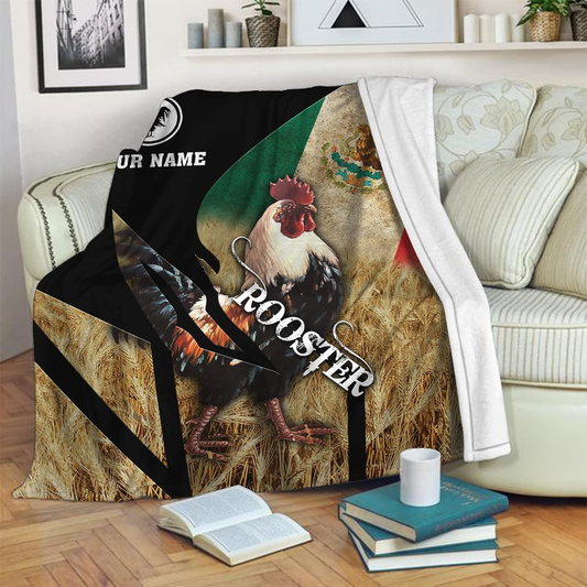 Joycorners Custom Name Rooster Chickens 3D Printed Blanket