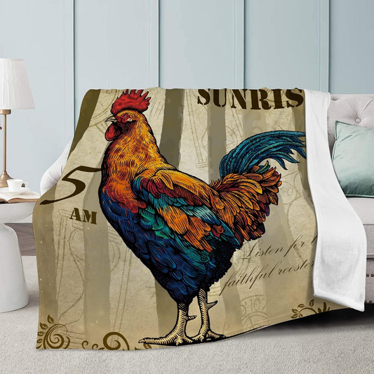 Joycorners Rooster Chickens Painting 3D Printed Blanket