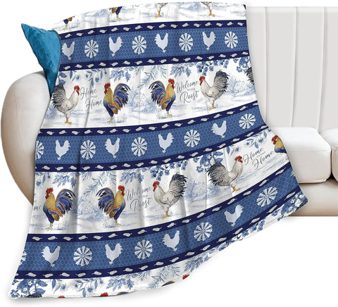 Joycorners Rooster Chickens Farmhouse 3D Printed Pattern Blanket