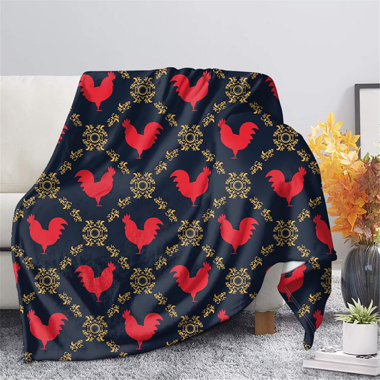 Joycorners Rooster Chickens 3D Printed Pattern Blanket