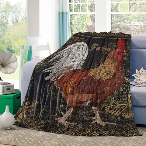 Joycorners Rooster Chickens Painting 3D Printed Blanket