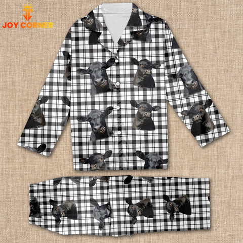 Joycorners Black Angus Cattle Tartan Pattern Pajamas