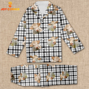 Joycorners Charolais Cattle Tartan Pattern Pajamas