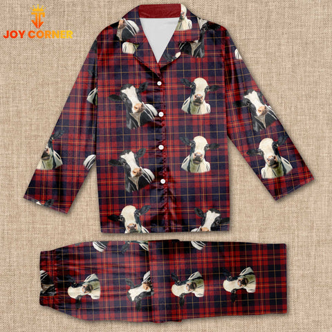 Joycorners Holstein Cattle Tartan Pattern Pajamas