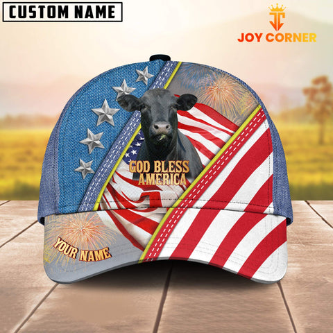 Joycorners Black Angus Cattle Blue Denim Pattern Customized Name Cap
