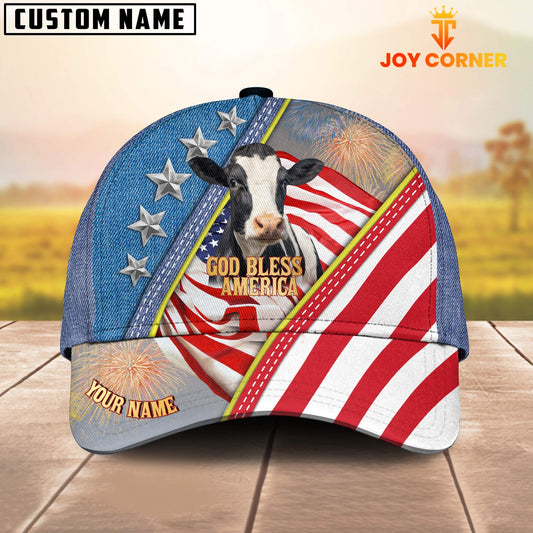 Joycorners Holstein Cattle Blue Denim Pattern Customized Name Cap