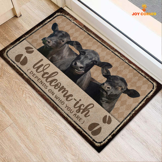 Joycorners Black Angus Cattle Welcome-ish Doormat