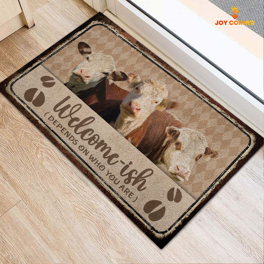 Joycorners Hereford Cattle Welcome-ish Doormat