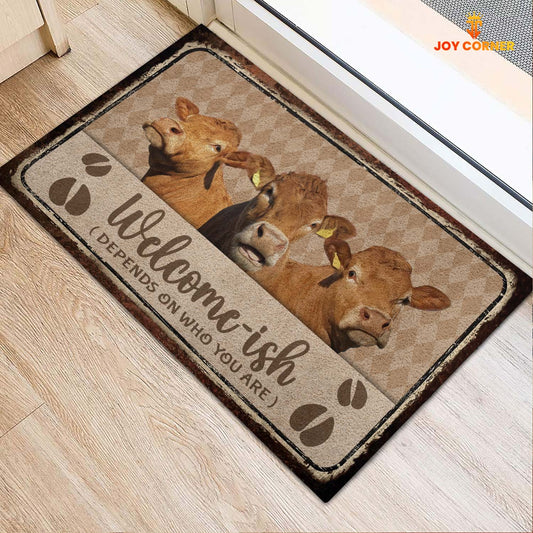 Joycorners Limousin Cattle Welcome-ish Doormat